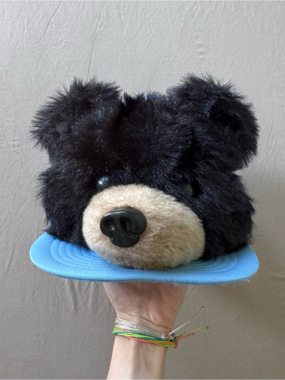 Vintage 80's Wilkinson 3D Black Bear Plush Trucker Hat
